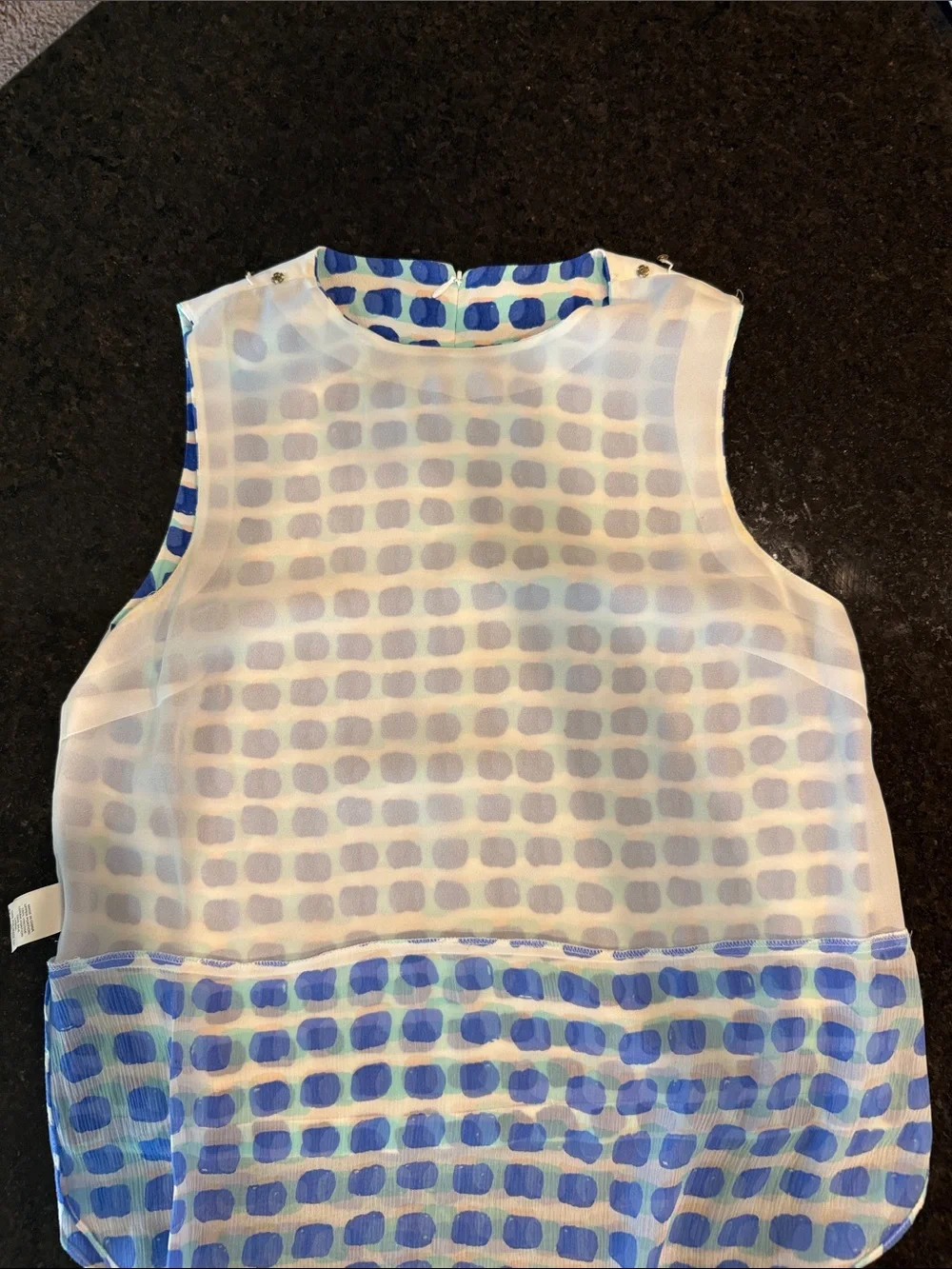 Kate Spade New York 'Island Stamp' Double Layer Blue/White Tank Top Size 8